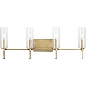 4 Light 120 volt Vintage Brass Vanity Clear Glass Light Fixture 1