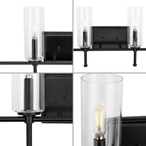 4 Light 120 volt Matte Black Vanity Clear Glass Light Fixture 2