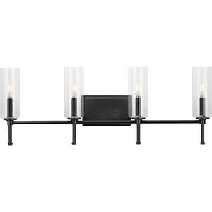 4 Light 120 volt Matte Black Vanity Clear Glass Light Fixture 1