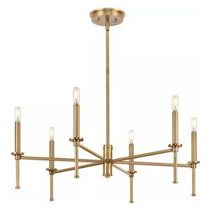 6 Light Vintage Brass Traditional Style Chandelier Light Fixture 1