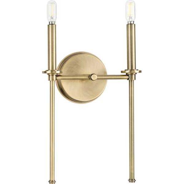 2 Light 120 volt Vintage Brass Candelabra Base Light Fixture 1