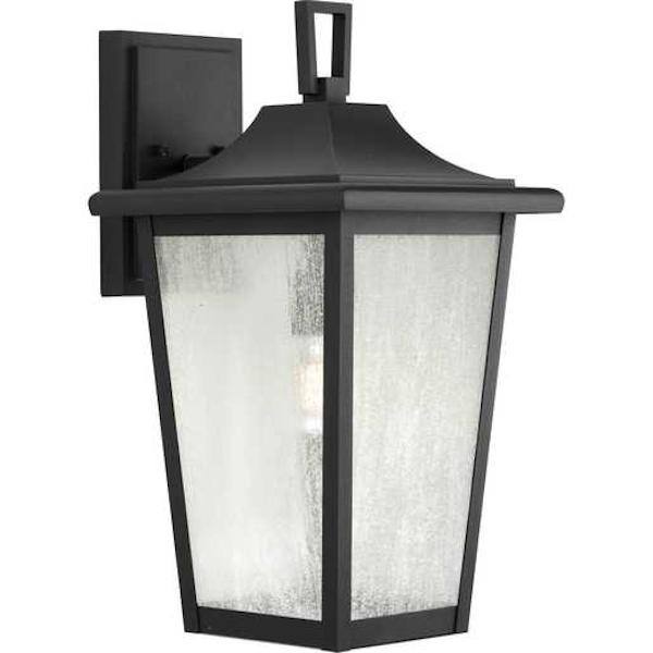 1 Light Black with Clear Seeded Glass Large Wall Light Fixture 1