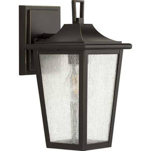 1 Light Antique Bronze with Clear Seeded Glass Small Wall Light Fixture 1