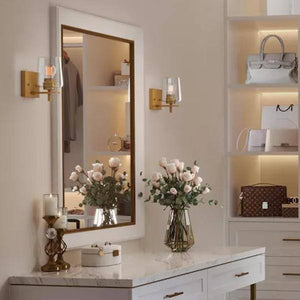 1 Light 120 volt Vintage Brass Vanity Clear Glass Light Fixture 3