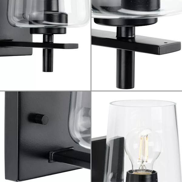 1 Light 120 volt Matte Black Vanity Clear Glass Light Fixture 2