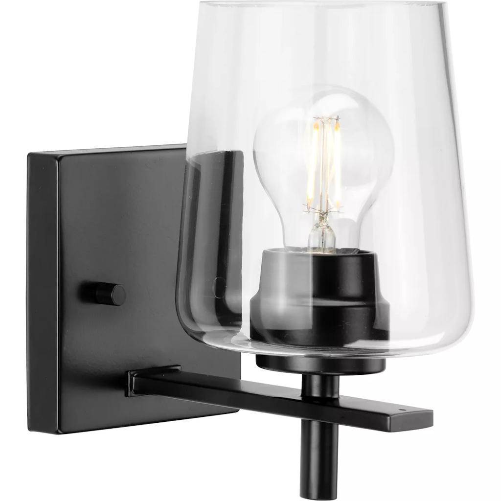 1 Light 120 volt Matte Black Vanity Clear Glass Light Fixture 1
