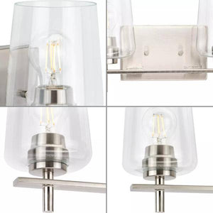 4 Light 120 volt Brushed Nickel Vanity Clear Glass Light Fixture 2