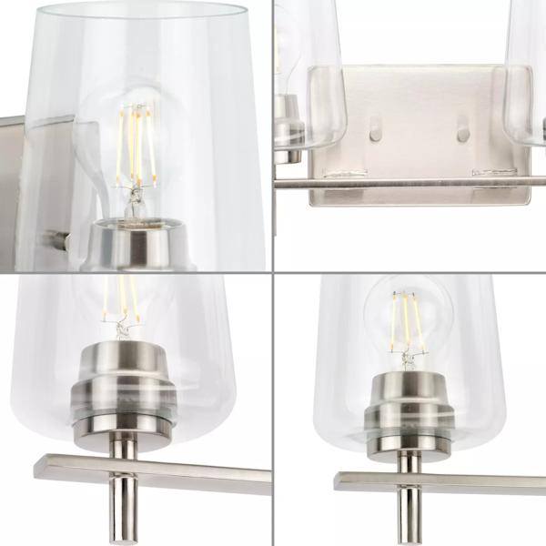 4 Light 120 volt Brushed Nickel Vanity Clear Glass Light Fixture 2