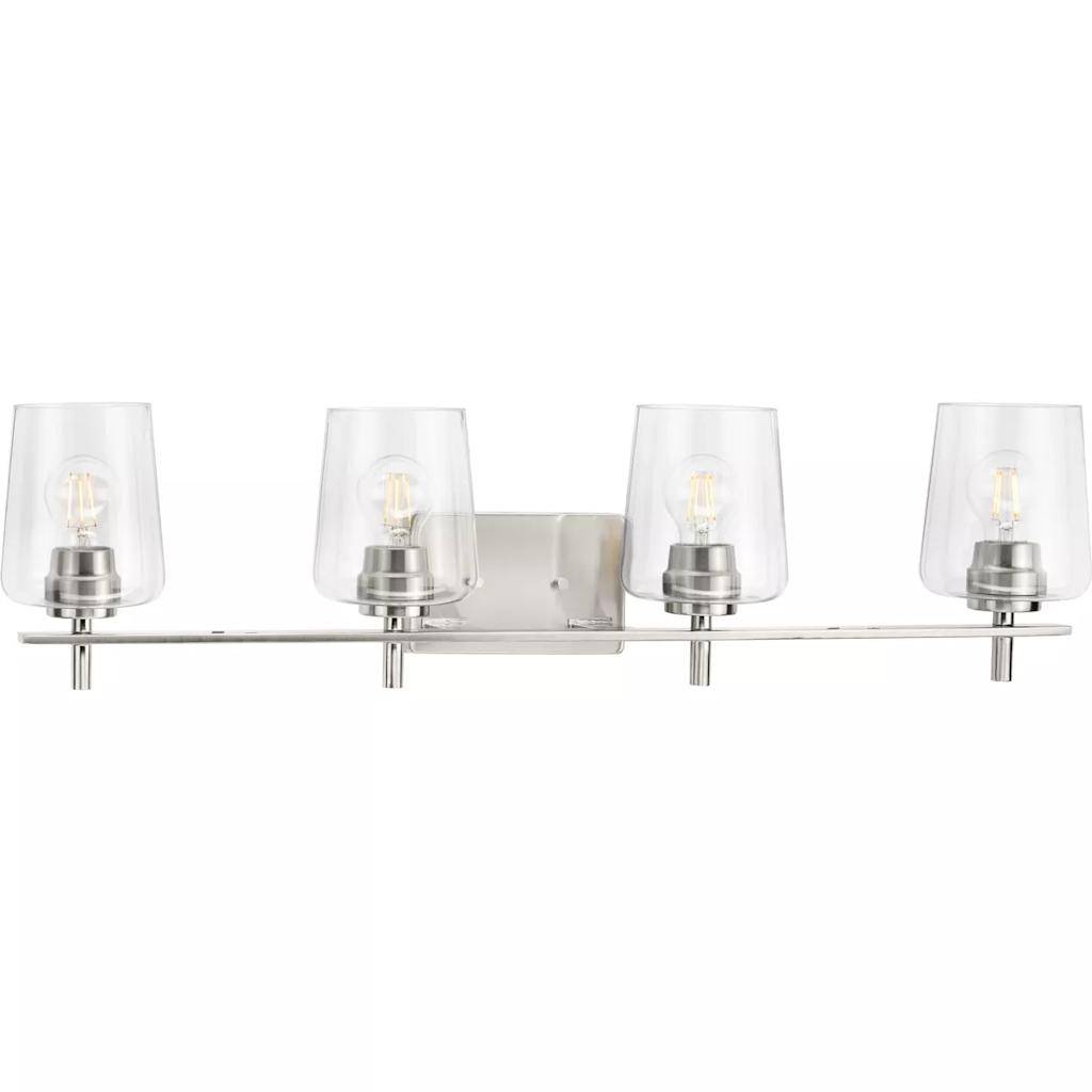 4 Light 120 volt Brushed Nickel Vanity Clear Glass Light Fixture 1