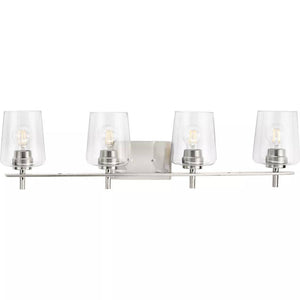 4 Light 120 volt Brushed Nickel Vanity Clear Glass Light Fixture 1