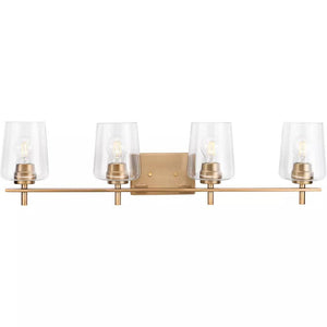 4 Light 120 volt Vintage Brass Vanity Clear Glass Light Fixture 1