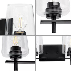 4 Light 120 volt Matte Black Vanity Clear Glass Light Fixture 2