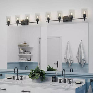 4 Light 120 volt Matte Black Vanity Clear Glass Light Fixture 3