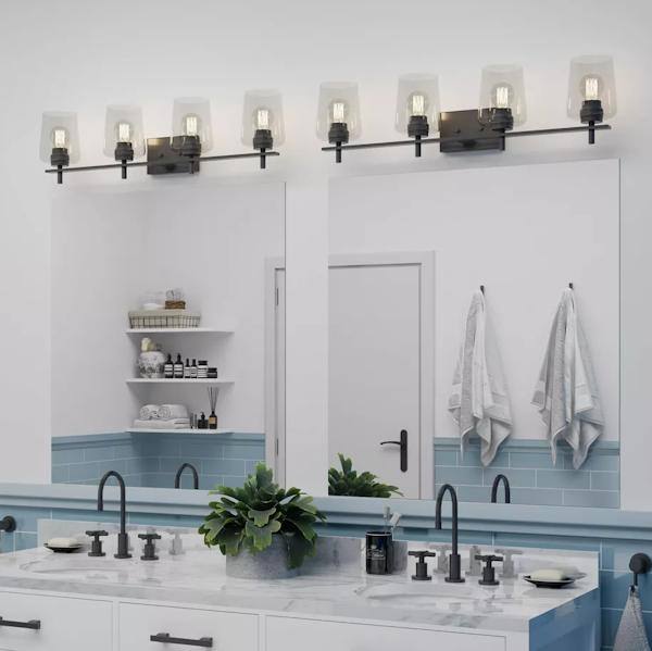 4 Light 120 volt Matte Black Vanity Clear Glass Light Fixture 3