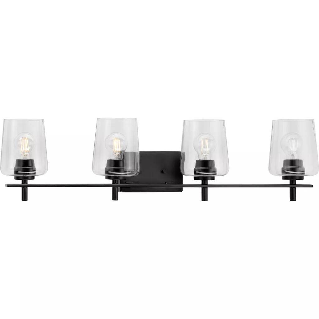 4 Light 120 volt Matte Black Vanity Clear Glass Light Fixture 1