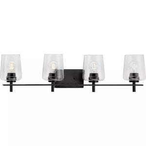 4 Light 120 volt Matte Black Vanity Clear Glass Light Fixture 1