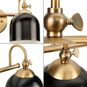 4 Light 120 volt Vintage Brass Black Metal Dome Light Fixture 2
