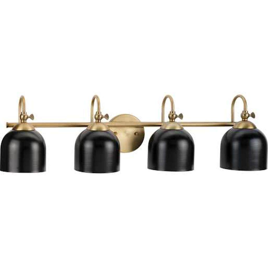 4 Light 120 volt Vintage Brass Black Metal Dome Light Fixture 1
