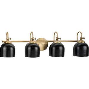 4 Light 120 volt Vintage Brass Black Metal Dome Light Fixture 1