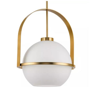 1 Light Brushed Bronze Etched Opal Glass Globe Pendant Light Fixture 1