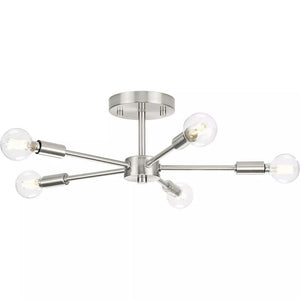 5 Light Brushed Nickel Modern Ceiling Light Fixture 1