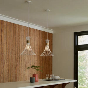 1 Light Satin White Brushed Bronze Accent Mid-Century Modern Style Pendant Light Fixture 3