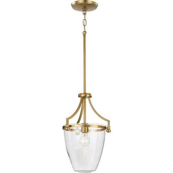 1 Light Brushed Bronze Clear Glass Shade Dimmable Pendant Light Fixture 2