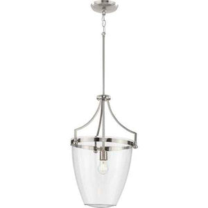 1 Light Polished Nickel Clear Glass Shade Dimmable Pendant Light Fixture 2