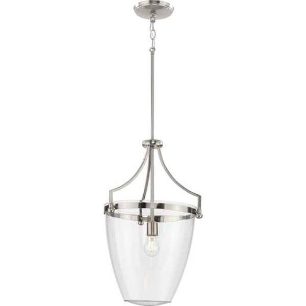 1 Light Polished Nickel Clear Glass Shade Dimmable Pendant Light Fixture 2