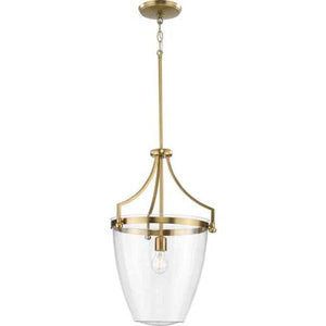 1 Light Brushed Bronze Clear Glass Shade Dimmable Pendant Light Fixture 2