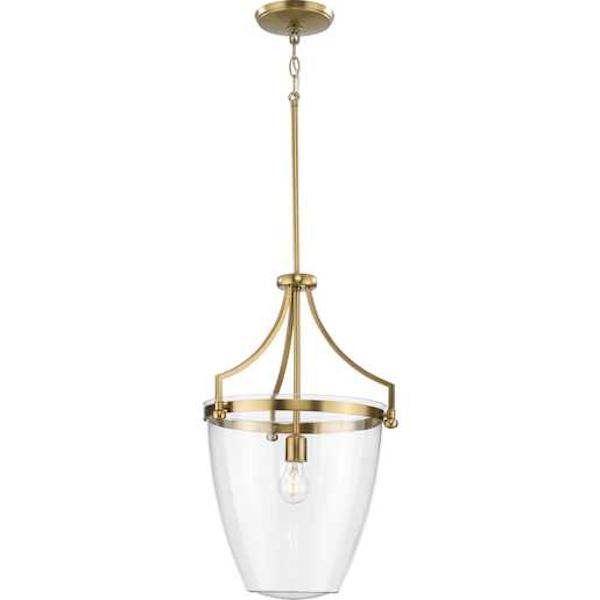 1 Light Brushed Bronze Clear Glass Shade Dimmable Pendant Light Fixture 2