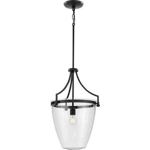 1 Light Matte Black Clear Glass Shade Dimmable Pendant Light Fixture 2