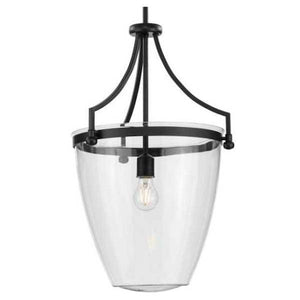 1 Light Matte Black Clear Glass Shade Dimmable Pendant Light Fixture 1