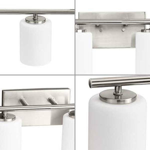 6 Light 120 volt Brushed Nickel Vanity Etched White Glass Light Fixture 2