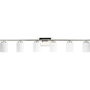 6 Light 120 volt Polished Nickel Vanity Etched White Glass Light Fixture 1