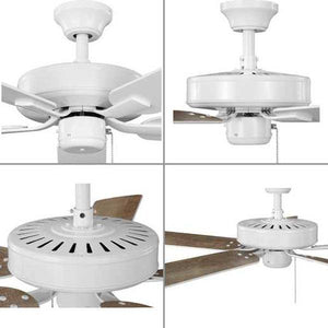 52" White 5 White/Antique Wood Reversible Blade Ceiling Fan 3