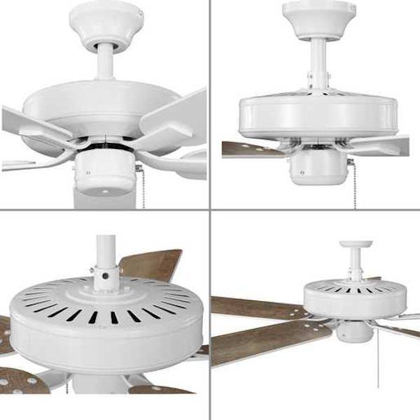 52" White 5 White/Antique Wood Reversible Blade Ceiling Fan 3