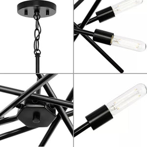6 Light Matte Black Astra Collection Chandelier Light Fixture 2