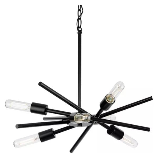 6 Light Matte Black Astra Collection Chandelier Light Fixture 1