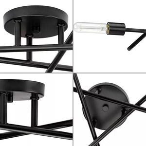 3 Light 120 volt Matte Black Modern Ceiling Light Fixture 2