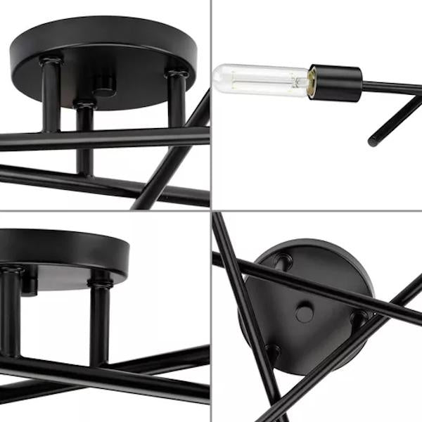 3 Light 120 volt Matte Black Modern Ceiling Light Fixture 2