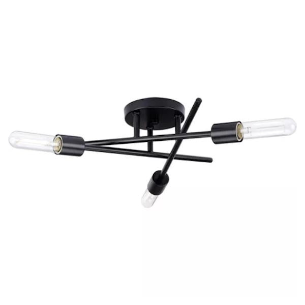 3 Light 120 volt Matte Black Modern Ceiling Light Fixture 1