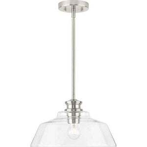 1 Light Brushed Nickel Clear Glass Shade Pendant Light Fixture 2