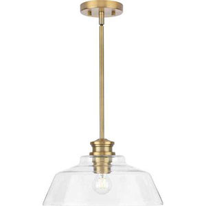 1 Light Vintage Brass Clear Glass Shade Pendant Light Fixture 2