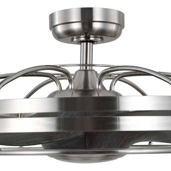 26" Brushed Nickel 3 Grey Weathered Wood Blade Remote Control Indoor/Outdoor Ceiling Fan 2
