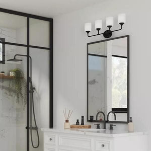 4 Light 120 volt Matte Black Vanity Light Fixture 2