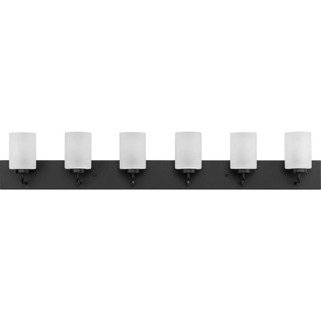 6 Light 120 volt Matte Black Vanity Frosted Glass Light Fixture 1