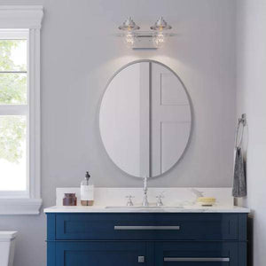 2 Light 120 volt Brushed Nickel Vanity Clear Glass Light Fixture 5
