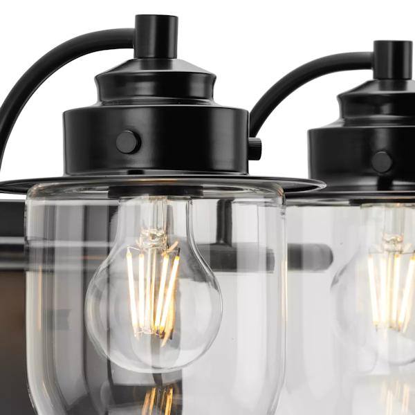 3 Light 120 volt Matte Black Vanity Clear Glass Light Fixture 2