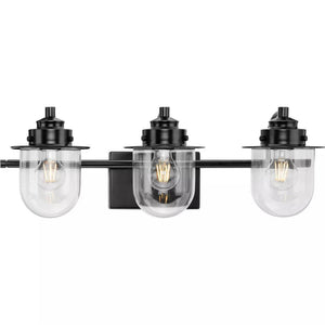 3 Light 120 volt Matte Black Vanity Clear Glass Light Fixture 1